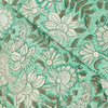 Pure Cotton Jaipuri Sea Pastel Greenish Blue With White And Grey Jaal Hand Block Print Fabric
