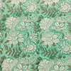 Pure Cotton Jaipuri Sea Pastel Greenish Blue With White And Grey Jaal Hand Block Print Fabric