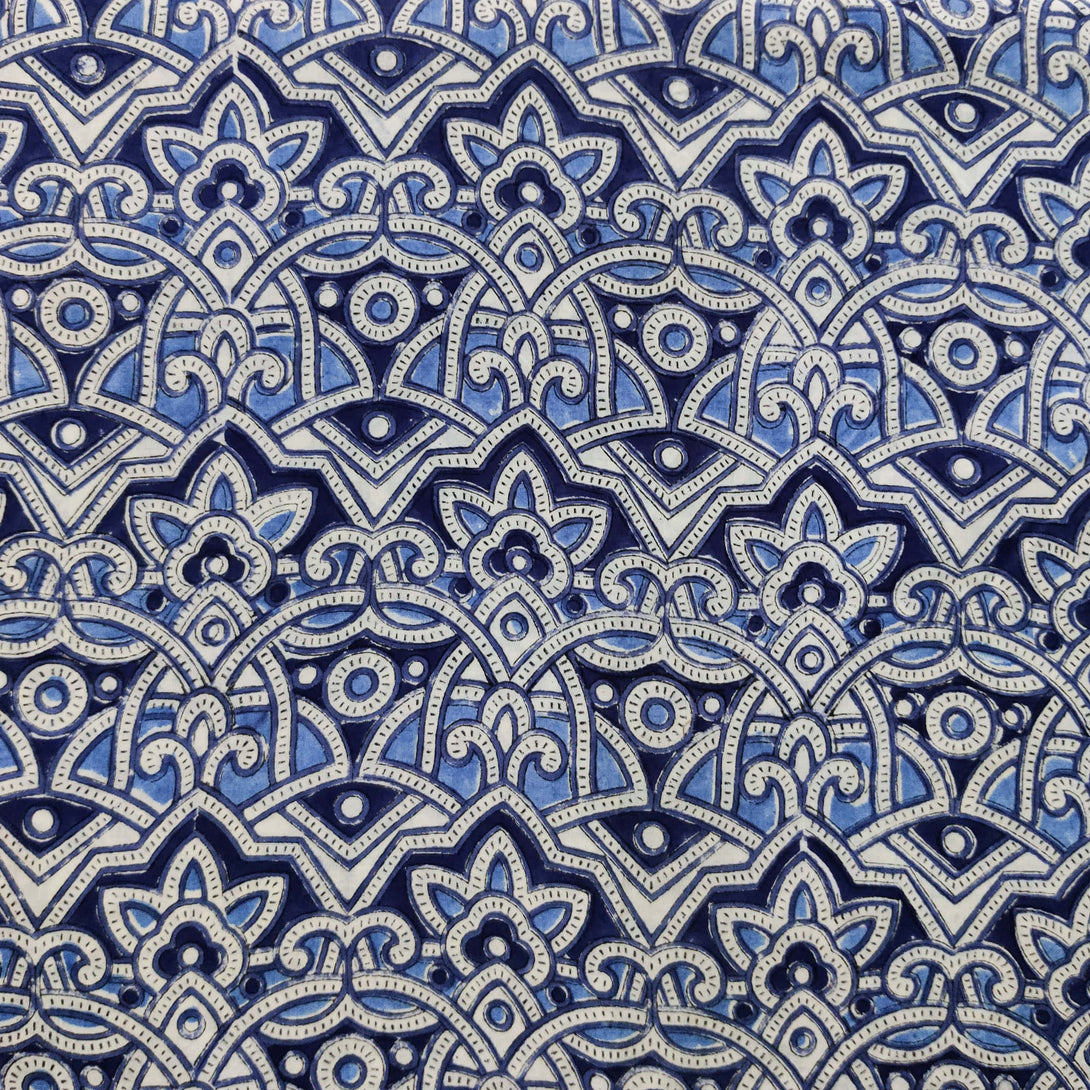 Pure Cotton Jaipuri Shades Of Blue All Over Pattern Hand Block Print F ...