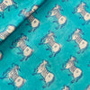 Pure Cotton Jaipuri Sky Blue With White Bull Hand Block Print Fabric