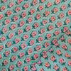 Pure Cotton Jaipuri Soft Grey Blue With Tiny Pink Flower Motif Hand Block Print Fabric