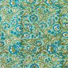 Pure Cotton Jaipuri Teal Green With Blue And Green Flower Jaal Hand Block Print Fabric