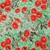 Pure Cotton Jaipuri Teal Green With Orange Flower Jaal and Block Print Fabric