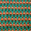 Pure Cotton Jaipuri Teal With Orange Spade Motif Hand Block Print Fabric