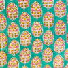 Pure Cotton Jaipuri Teal With Pink And Yellow Plant Motif Hand Block Print Blouse Fabric ( 95 Cm )
