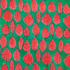 Pure Cotton Jaipuri Teal With Pink Leaf Motif Hand Block Print Fabric