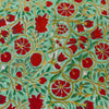 Pure Cotton Jaipuri Teal With Red Flower Jaal Hand Block Print Fabric