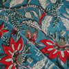 Pure Cotton Jaipuri Teal With Wild Floral Jaal Hand Block Print Fabric