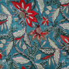 Pure Cotton Jaipuri Teal With Wild Floral Jaal Hand Block Print Fabric