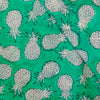 Pure Cotton Jaipuri Turqoise With Pineapple Hand Block Print Fabric