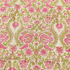 Pure Cotton Jaipuri Very Light Beige With Pink And Green Pattern Hand Block Print Fabric