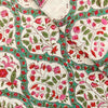 Pure Cotton Jaipuri White Teal Jaali With Mughal Motifs Hand Block Print Fabric
