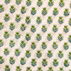 Pure Cotton Jaipuri White WIth Tiny Green Plant Hand Block Print Blouse Fabric (1 Meter)