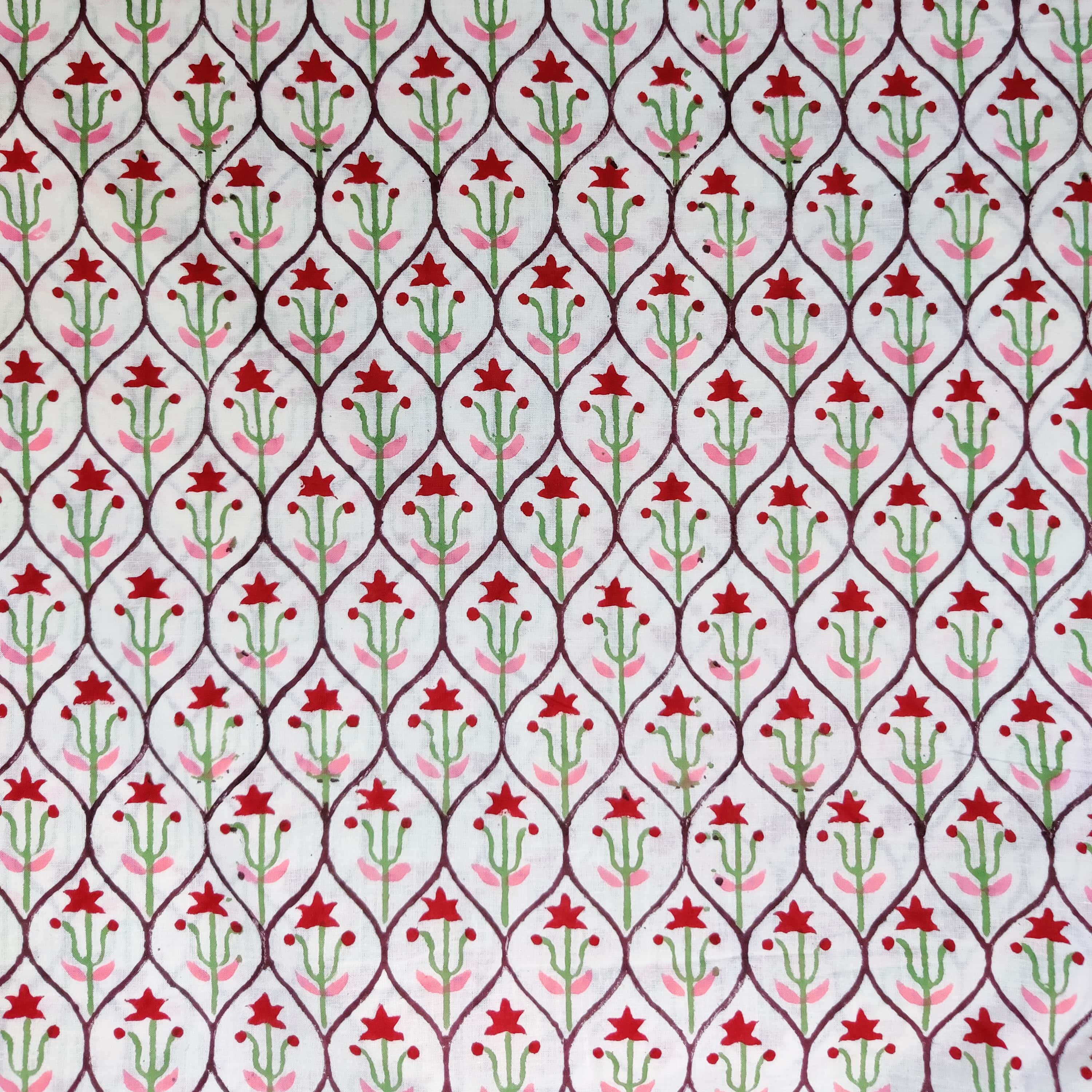 Jaipuri Pattern Vector Pure Cotton Jaipuri White With All Over Comb Pattern With Flowers In B ...