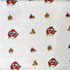Pure Cotton Jaipuri White With Angry Bird Hand Block Print Fabric
