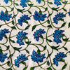 Pure Cotton Jaipuri White With Blue Flower Jaal Hand Block Print Fabric