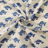 Pure Cotton Jaipuri White With Blue Kachua Hand Block Print Fabric