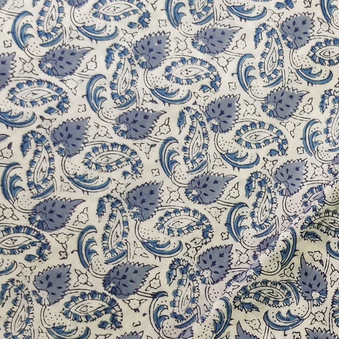 White Jaal Hand Block Printed Cotton Fabric
