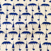 Pure Cotton Jaipuri White With Blue Rainy Day Hand Block Print Fabric