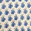 Pure Cotton Jaipuri White With Blue Schrodingers Cat Hand Block Print Fabric