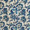 Pure Cotton Jaipuri White With Blue Wild Flower Jaal Hand Block Print Fabric