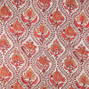 Pure Cotton Jaipuri White With Creeper Blobs And Peach Flower Motif Hand Block Print  Fabric