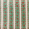 Pure Cotton Jaipuri White With Green And Red Vertical Border Hand Block Print Fabric