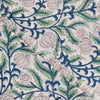 Pure Cotton Jaipuri White With Green Blue Wild Poppy Jaal Hand Block Print Fabric