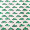 Pure Cotton Jaipuri White With Green Car Hand Block Print Fabric