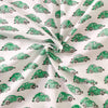Pure Cotton Jaipuri White With Green Car Hand Block Print Fabric