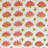 Pure Cotton Jaipuri White With Green Pink Dancing Peacock Hand Block Print Fabric