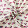 Pure Cotton Jaipuri White With Grey And Burgandy Turtle Hand Block Print Fabric