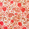 Pure Cotton Jaipuri White With Maroon Peach Beige Flower And Kairi Jaal Hand Block Blouse Print Fabric ( 1 meter )