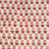 Pure Cotton Jaipuri White With Peach And Red Mushroom Flower Hand Block Print Fabric