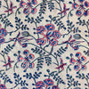 Pure Cotton Jaipuri White With Pink And Blue Flowers Hand Block Print Fabric