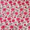 Pure Cotton Jaipuri White With Pink And Grey Flower Jaal Hand Block Print blouse Fabric ( 85 cm )
