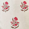 Pure Cotton Jaipuri White With Pink And Grey Mughal Flower Hand Block Print Fabric