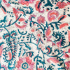 Pure Cotton Jaipuri White With Pink Lotus Jaal Hand Block Print Fabric