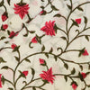 Pure Cotton Jaipuri White With Pink Red Flower Jaal Hand Block Print Fabric