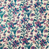 Pure Cotton Jaipuri White With Pink Teal Wild Flower Jaal Hand Block Print blouse Fabric ( 80 cm )