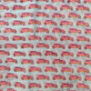 Pure Cotton Jaipuri White With Pink Vintage Cars Hand Block Print Fabric