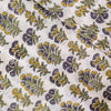 Pure Cotton Jaipuri White With Purple And Yellow Flower Motif Hand Block Print Fabric
