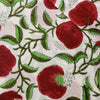 Pure Cotton Jaipuri White With Red Opium Poppy Flower Jaal Hand Block Print Fabric