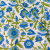 Pure Cotton Jaipuri White With Shades Of Blue Jaal Hand Block Print Fabric