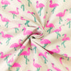 Pure Cotton Jaipuri White With Sleepy Flamingoes Hand Block Print Fabric
