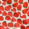 Pure Cotton Jaipuri White With Strawberries Hand Block Print Fabric