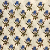 Pure Cotton Jaipuri White With Tiny Blue Flower Motif Hand Block Print Fabric