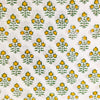 Pure Cotton Jaipuri White With Tiny Yellow Flower Plant Hand Block Prit Fabric