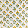 Pure Cotton Jaipuri White With Tiny Yellow Flower Plant Hand Block Print blouse Fabric ( 95 cm )