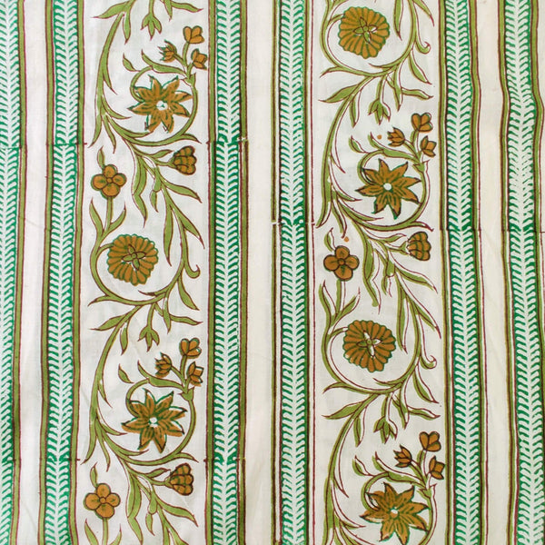 Pre-cut 1.90 meter Pure Cotton Jaipuri With A Beautiful Creaper Border Hand Block Print Fabric